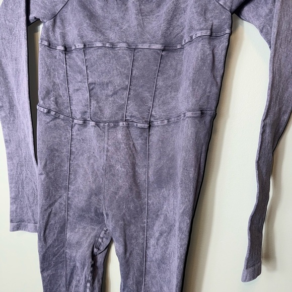 Free People Women’s Good Karma Corset Long Sleeve Onesie Blk Mineral Wash XS/S - Picture 3 of 5